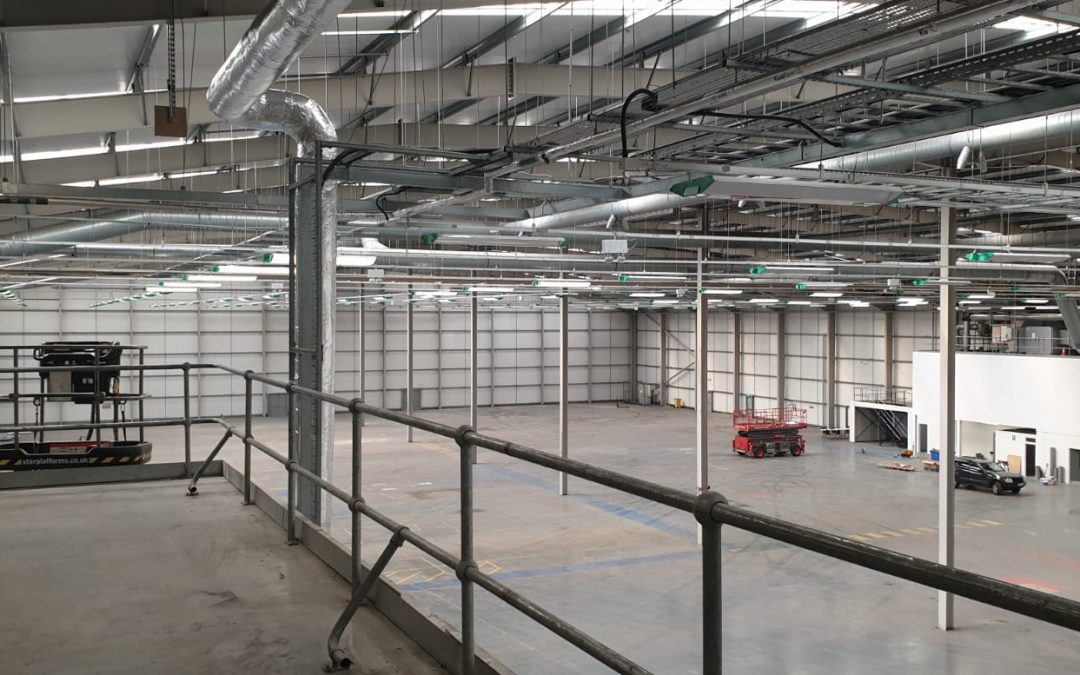 Redditch Project CAT A fit out new office lighting, warehouse lighting, outside lighting and new distribution boards